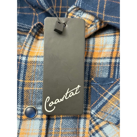 Coastal Plaid Flannel Shirt Men's Small Long Sleeve Button Up Casual Top - Picture 7 of 8